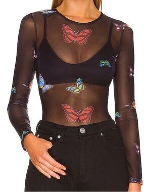 BNWOT superdown sheer butterfly top + free people camisole